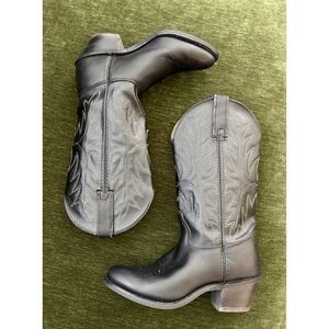 Vtg Wrangler Western Boots Black Leather Women's Size 6 Made in USA Cowgirl